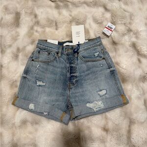 Eunina Light Blue Distressed Jean Shorts, Size XS